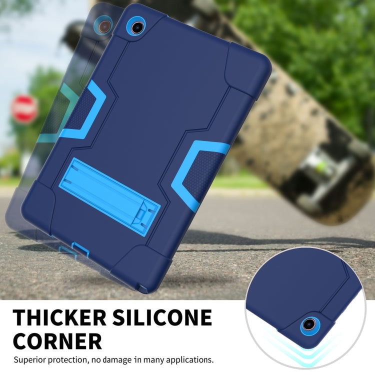 For Samsung Galaxy Tab A8 Contrast Color Robot Silicone Hybrid PC Tablet Case with Holder(Navy Blue Blue) - Other Galaxy Tab PC by buy2fix | Online Shopping UK | buy2fix