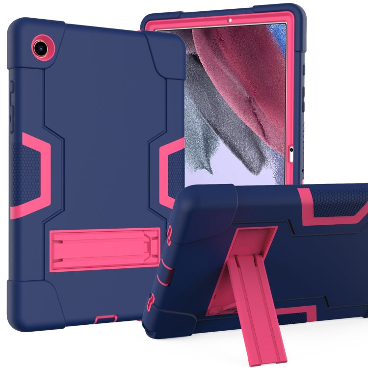 For Samsung Galaxy Tab A8 Contrast Color Robot Silicone Hybrid PC Tablet Case with Holder(Navy Blue Rose Red) - Other Galaxy Tab PC by buy2fix | Online Shopping UK | buy2fix