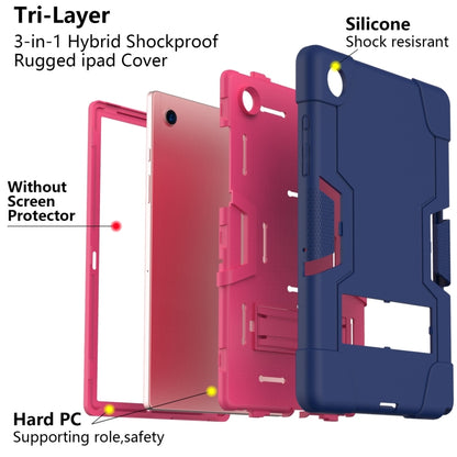 For Samsung Galaxy Tab A8 Contrast Color Robot Silicone Hybrid PC Tablet Case with Holder(Navy Blue Rose Red) - Other Galaxy Tab PC by buy2fix | Online Shopping UK | buy2fix