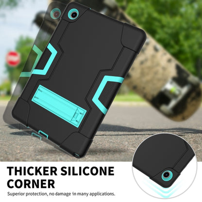 For Samsung Galaxy Tab A8 Contrast Color Robot Silicone Hybrid PC Tablet Case with Holder(Black Mint Green) - Other Galaxy Tab PC by buy2fix | Online Shopping UK | buy2fix