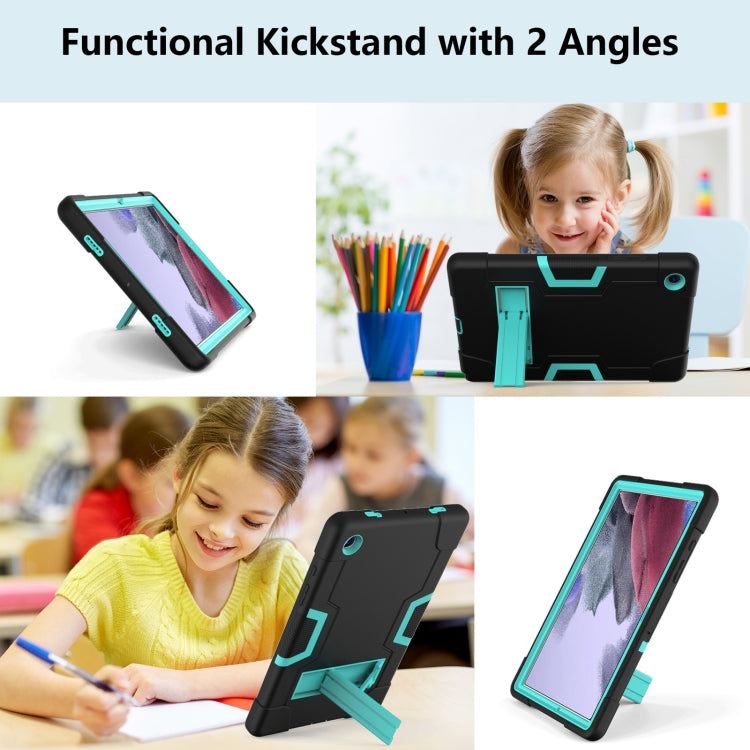 For Samsung Galaxy Tab A8 Contrast Color Robot Silicone Hybrid PC Tablet Case with Holder(Black Mint Green) - Other Galaxy Tab PC by buy2fix | Online Shopping UK | buy2fix