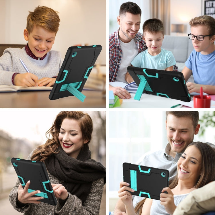 For Samsung Galaxy Tab A8 Contrast Color Robot Silicone Hybrid PC Tablet Case with Holder(Black Mint Green) - Other Galaxy Tab PC by buy2fix | Online Shopping UK | buy2fix
