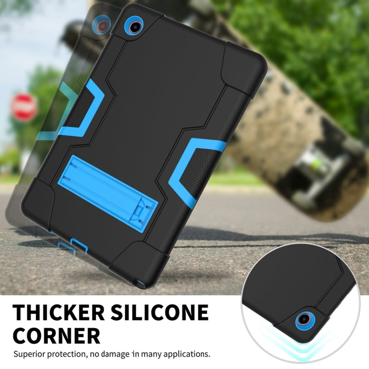 For Samsung Galaxy Tab A8 Contrast Color Robot Silicone Hybrid PC Tablet Case with Holder(Black Blue) - Other Galaxy Tab PC by buy2fix | Online Shopping UK | buy2fix