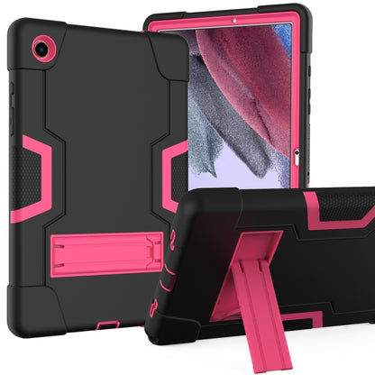 For Samsung Galaxy Tab A8 Contrast Color Robot Silicone Hybrid PC Tablet Case with Holder(Black Rose Red) - Other Galaxy Tab PC by buy2fix | Online Shopping UK | buy2fix