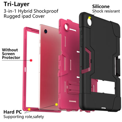 For Samsung Galaxy Tab A8 Contrast Color Robot Silicone Hybrid PC Tablet Case with Holder(Black Rose Red) - Other Galaxy Tab PC by buy2fix | Online Shopping UK | buy2fix