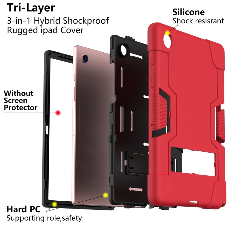 For Samsung Galaxy Tab A8 Contrast Color Robot Silicone Hybrid PC Tablet Case with Holder(Red Black) - Other Galaxy Tab PC by buy2fix | Online Shopping UK | buy2fix