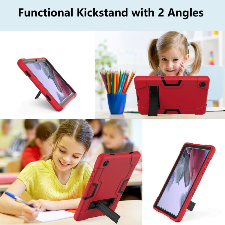 For Samsung Galaxy Tab A8 Contrast Color Robot Silicone Hybrid PC Tablet Case with Holder(Red Black) - Other Galaxy Tab PC by buy2fix | Online Shopping UK | buy2fix