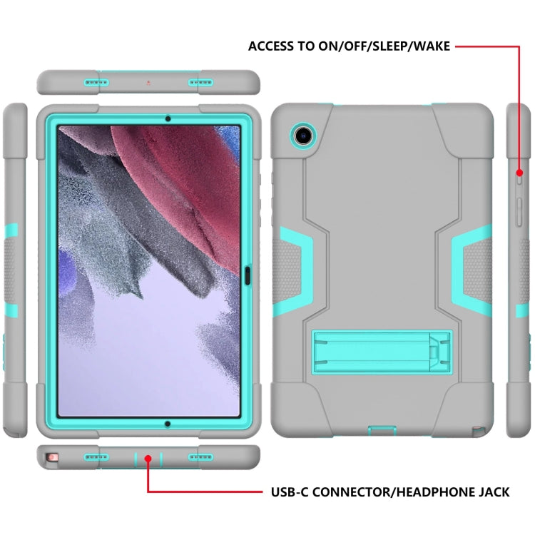 For Samsung Galaxy Tab A8 Contrast Color Robot Silicone Hybrid PC Tablet Case with Holder(Grey Mint Green) - Other Galaxy Tab PC by buy2fix | Online Shopping UK | buy2fix