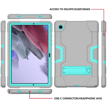 For Samsung Galaxy Tab A8 Contrast Color Robot Silicone Hybrid PC Tablet Case with Holder(Grey Mint Green) - Other Galaxy Tab PC by buy2fix | Online Shopping UK | buy2fix