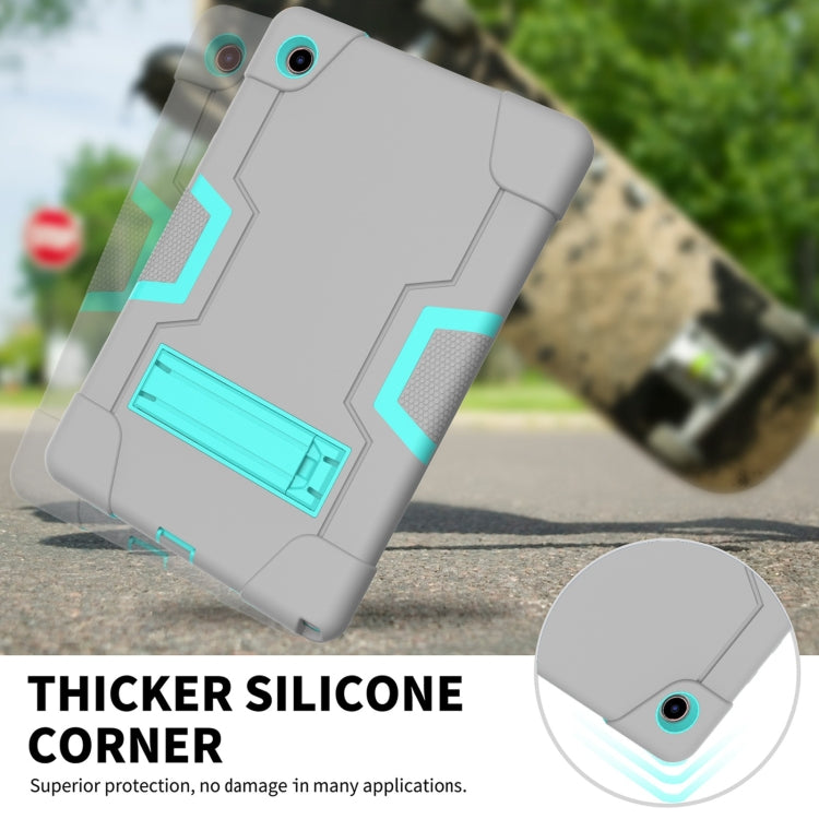 For Samsung Galaxy Tab A8 Contrast Color Robot Silicone Hybrid PC Tablet Case with Holder(Grey Mint Green) - Other Galaxy Tab PC by buy2fix | Online Shopping UK | buy2fix
