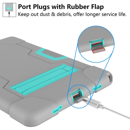 For Samsung Galaxy Tab A8 Contrast Color Robot Silicone Hybrid PC Tablet Case with Holder(Grey Mint Green) - Other Galaxy Tab PC by buy2fix | Online Shopping UK | buy2fix