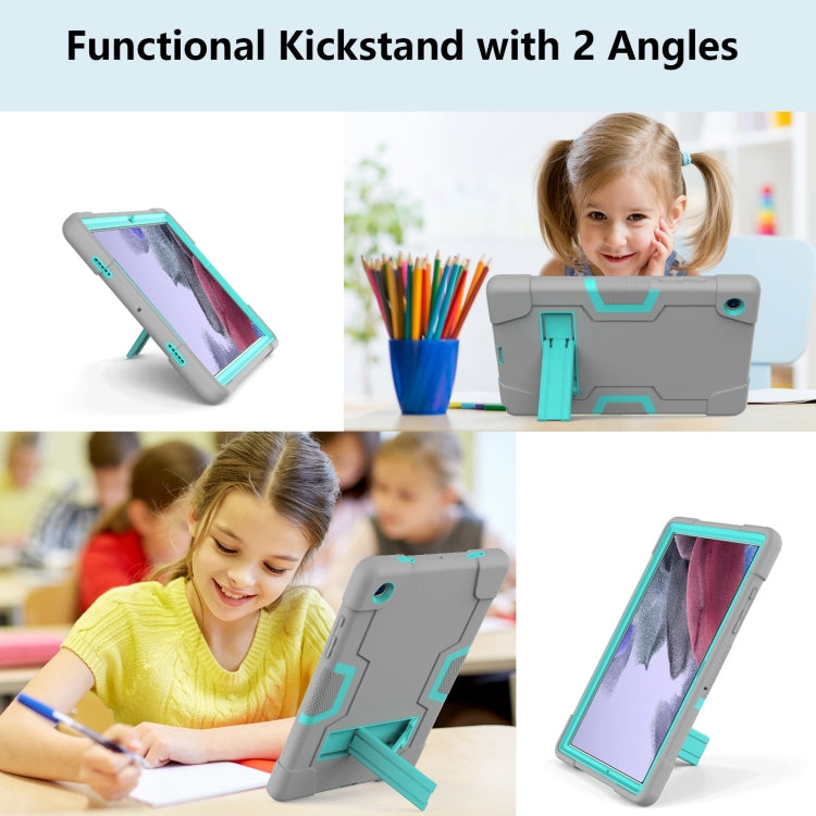 For Samsung Galaxy Tab A8 Contrast Color Robot Silicone Hybrid PC Tablet Case with Holder(Grey Mint Green) - Other Galaxy Tab PC by buy2fix | Online Shopping UK | buy2fix