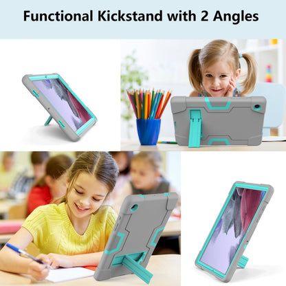 For Samsung Galaxy Tab A8 Contrast Color Robot Silicone Hybrid PC Tablet Case with Holder(Grey Mint Green) - Other Galaxy Tab PC by buy2fix | Online Shopping UK | buy2fix