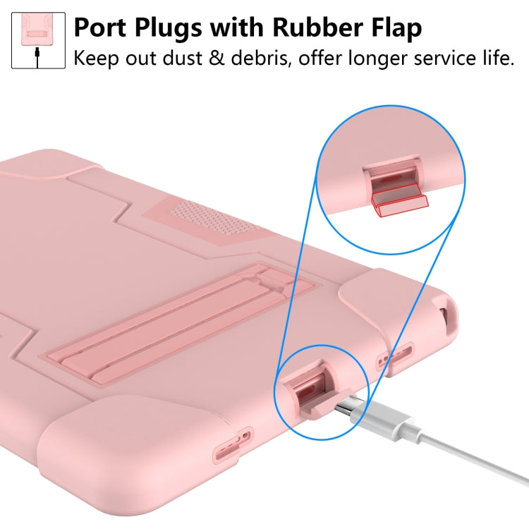 For Samsung Galaxy Tab A8 Contrast Color Robot Silicone Hybrid PC Tablet Case with Holder(Rose Gold) - Other Galaxy Tab PC by buy2fix | Online Shopping UK | buy2fix