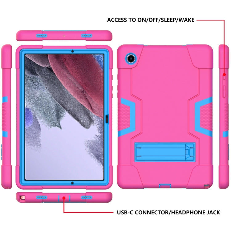 For Samsung Galaxy Tab A8 Contrast Color Robot Silicone Hybrid PC Tablet Case with Holder(Rose Red Blue) - Other Galaxy Tab PC by buy2fix | Online Shopping UK | buy2fix