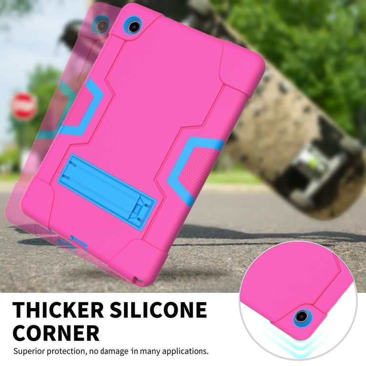 For Samsung Galaxy Tab A8 Contrast Color Robot Silicone Hybrid PC Tablet Case with Holder(Rose Red Blue) - Other Galaxy Tab PC by buy2fix | Online Shopping UK | buy2fix
