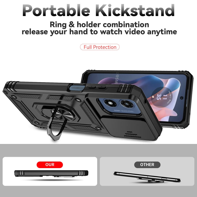 For Motorola Moto G Play 5G 2024 Sliding Camshield Holder Phone Case(Black) by buy2fix