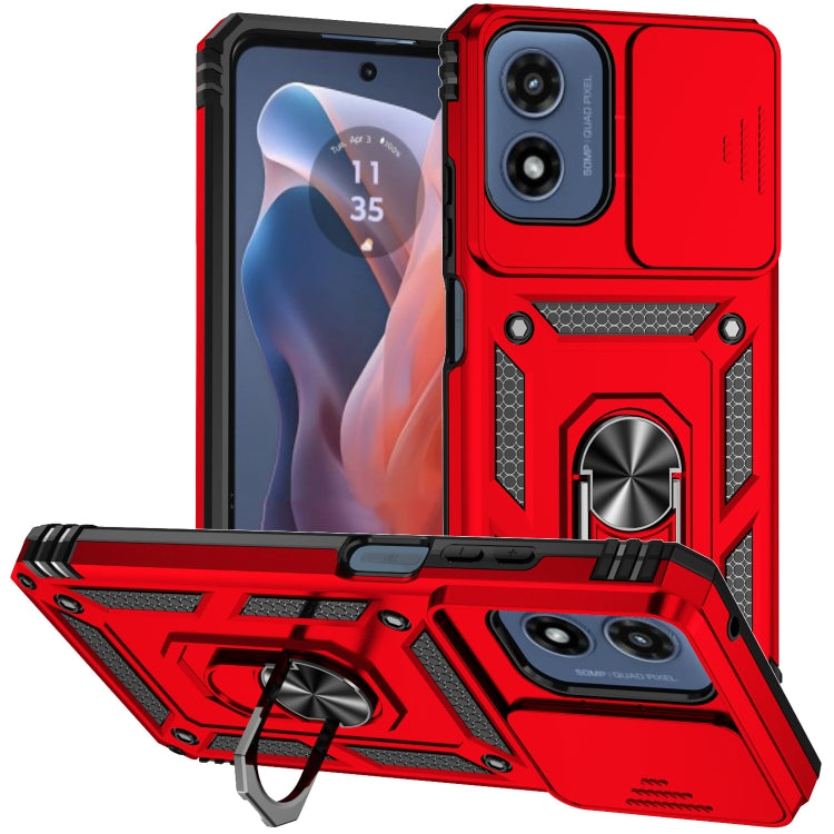 For Motorola Moto G Play 5G 2024 Sliding Camshield Holder Phone Case(Red) by buy2fix