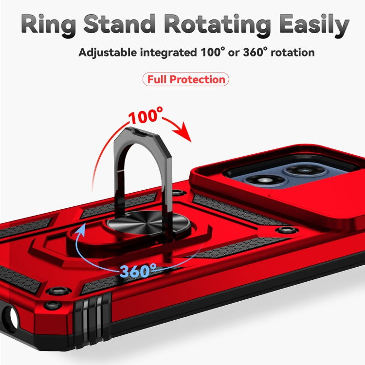 For Motorola Moto G Play 5G 2024 Sliding Camshield Holder Phone Case(Red) by buy2fix