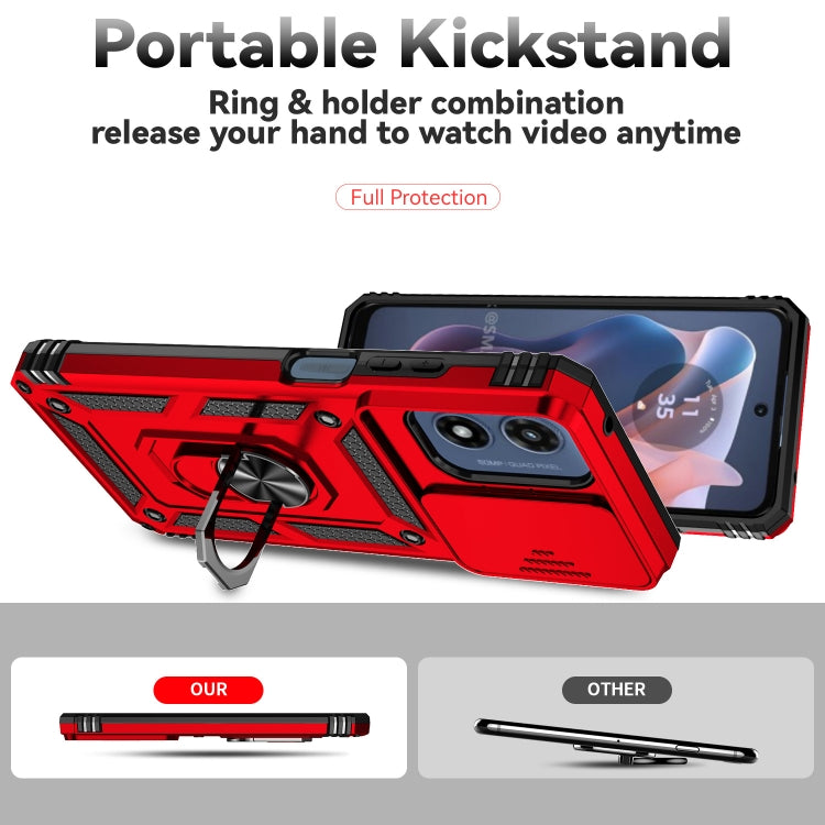 For Motorola Moto G Play 5G 2024 Sliding Camshield Holder Phone Case(Red) by buy2fix
