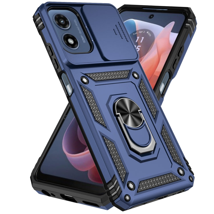 For Motorola Moto G Play 5G 2024 Sliding Camshield Holder Phone Case(Blue) by buy2fix