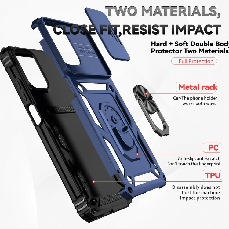 For Motorola Moto G Play 5G 2024 Sliding Camshield Holder Phone Case(Blue) by buy2fix