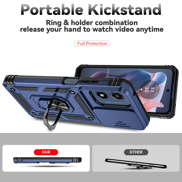 For Motorola Moto G Play 5G 2024 Sliding Camshield Holder Phone Case(Blue) by buy2fix