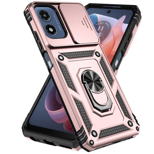 For Motorola Moto G Play 5G 2024 Sliding Camshield Holder Phone Case(Rose Gold) by buy2fix