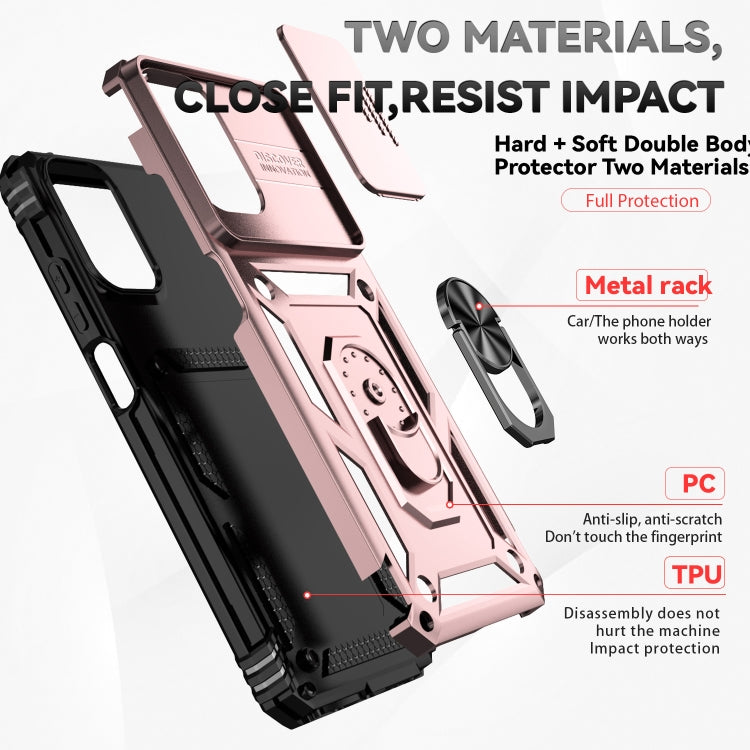 For Motorola Moto G Play 5G 2024 Sliding Camshield Holder Phone Case(Rose Gold) by buy2fix