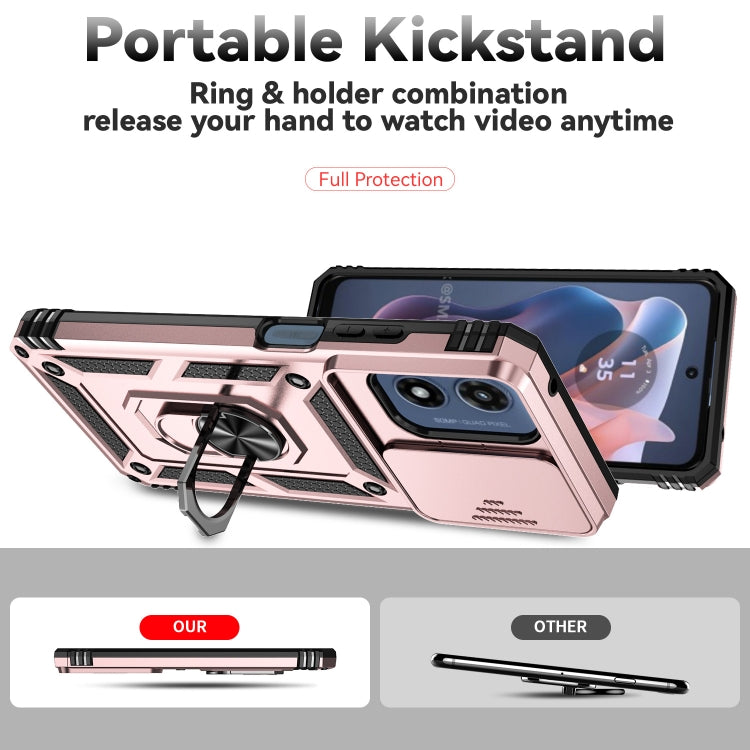 For Motorola Moto G Play 5G 2024 Sliding Camshield Holder Phone Case(Rose Gold) by buy2fix