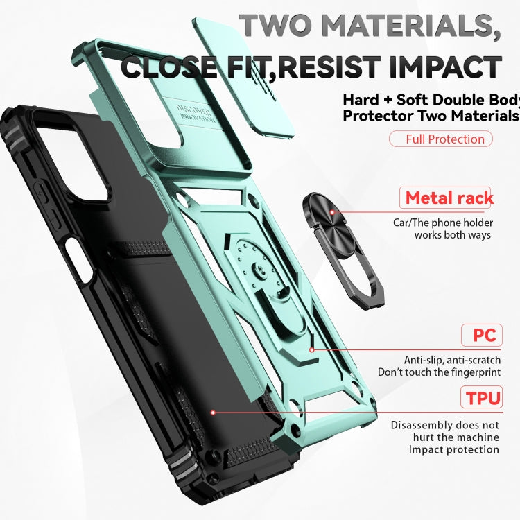 For Motorola Moto G Play 5G 2024 Sliding Camshield Holder Phone Case(Dark Green) by buy2fix