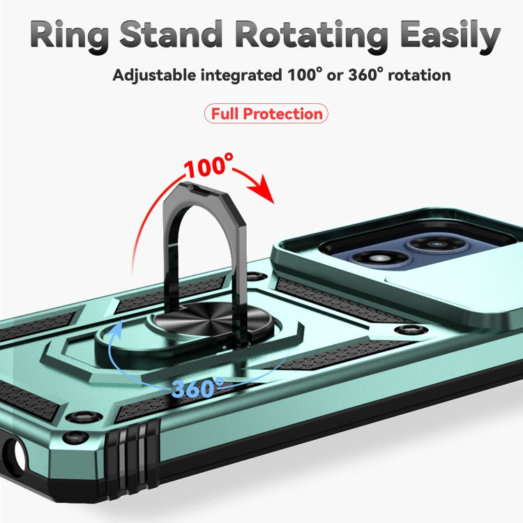 For Motorola Moto G Play 5G 2024 Sliding Camshield Holder Phone Case(Dark Green) by buy2fix