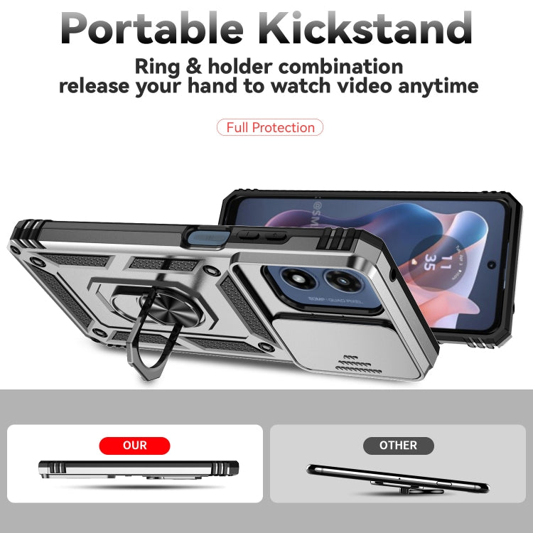 For Motorola Moto G Play 5G 2024 Sliding Camshield Holder Phone Case(Silver) by buy2fix