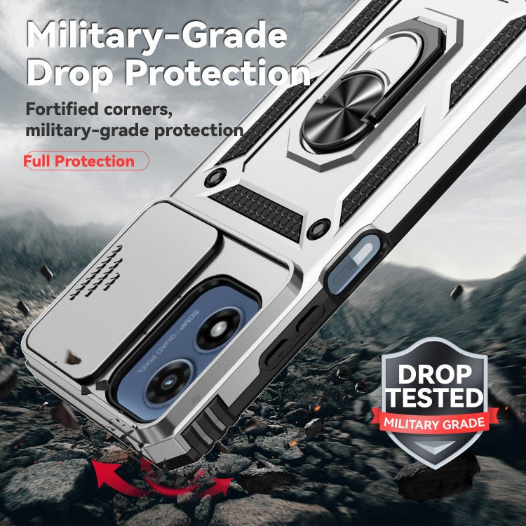 For Motorola Moto G Play 5G 2024 Sliding Camshield Holder Phone Case(Silver) by buy2fix