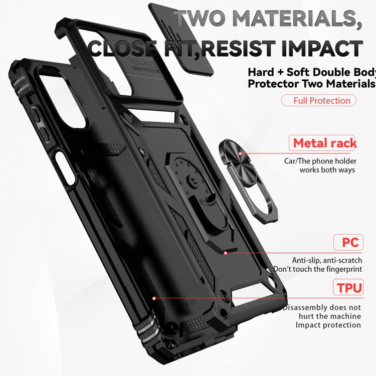 For Motorola Moto G22 5G / Moto G Play 2024 Sliding Camshield Holder Phone Case(Black) by buy2fix