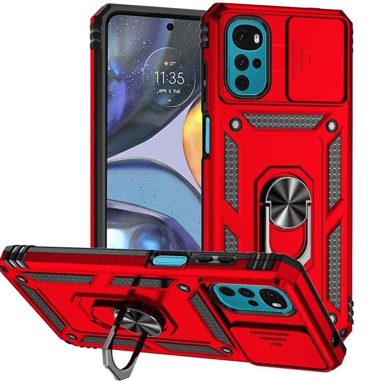 For Motorola Moto G22 5G / Moto G Play 2024 Sliding Camshield Holder Phone Case(Red) by buy2fix