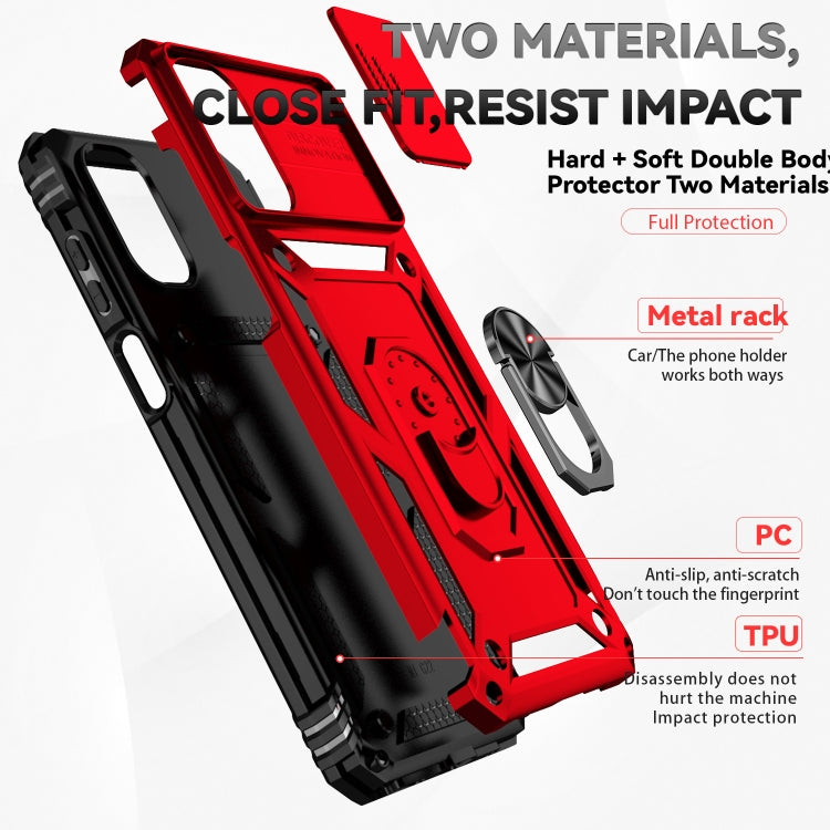 For Motorola Moto G22 5G / Moto G Play 2024 Sliding Camshield Holder Phone Case(Red) by buy2fix