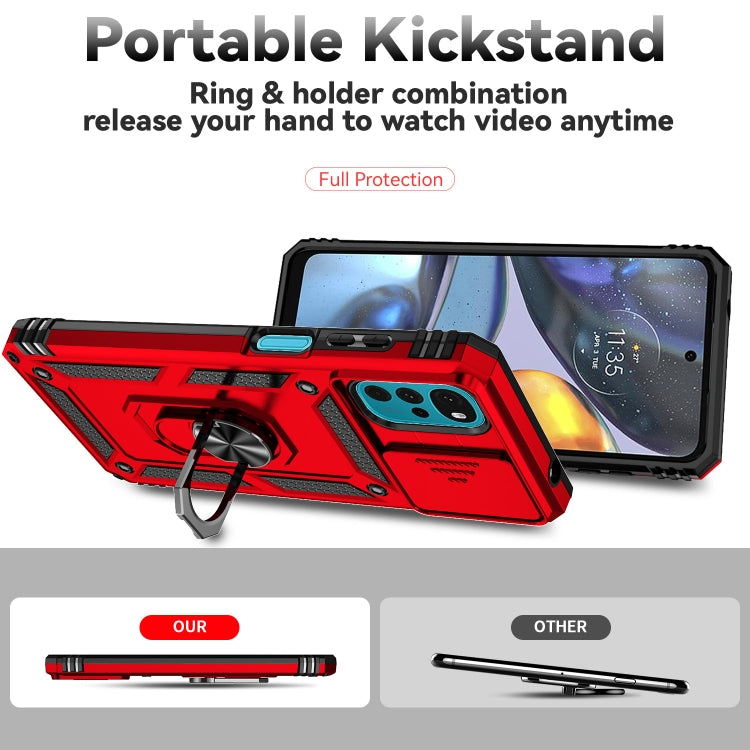 For Motorola Moto G22 5G / Moto G Play 2024 Sliding Camshield Holder Phone Case(Red) by buy2fix