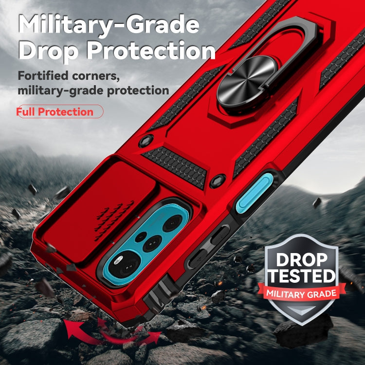 For Motorola Moto G22 5G / Moto G Play 2024 Sliding Camshield Holder Phone Case(Red) by buy2fix