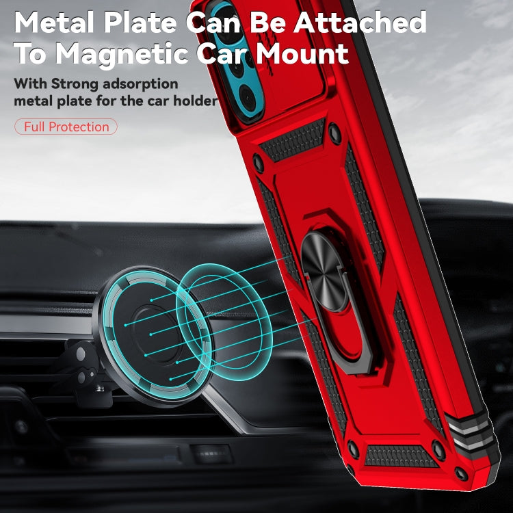 For Motorola Moto G22 5G / Moto G Play 2024 Sliding Camshield Holder Phone Case(Red) by buy2fix