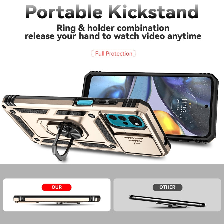 For Motorola Moto G22 5G / Moto G Play 2024 Sliding Camshield Holder Phone Case(Gold) by buy2fix