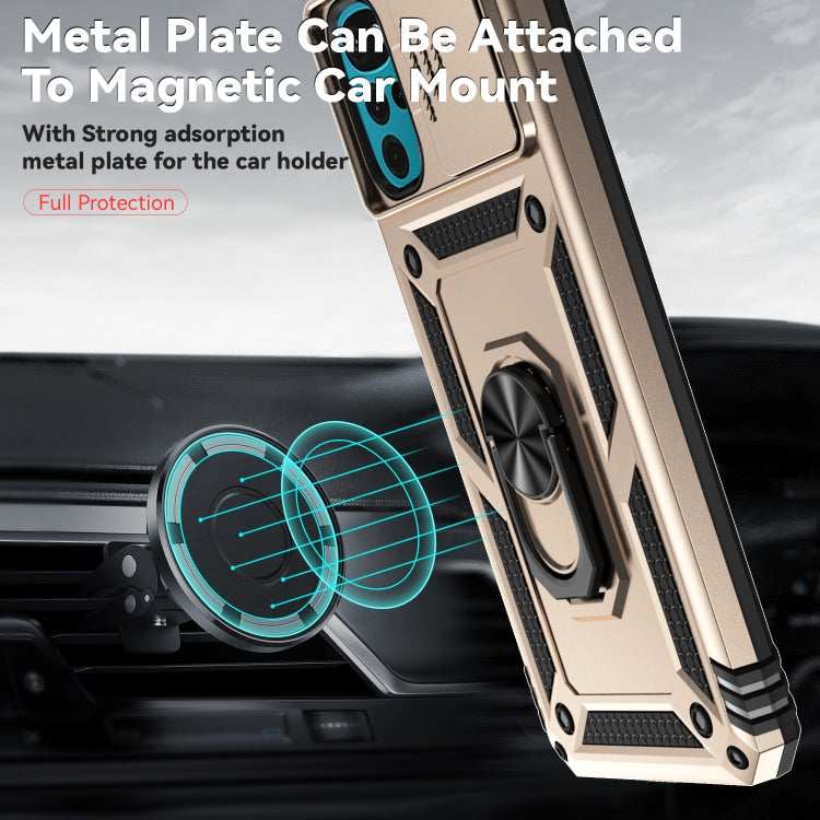 For Motorola Moto G22 5G / Moto G Play 2024 Sliding Camshield Holder Phone Case(Gold) by buy2fix