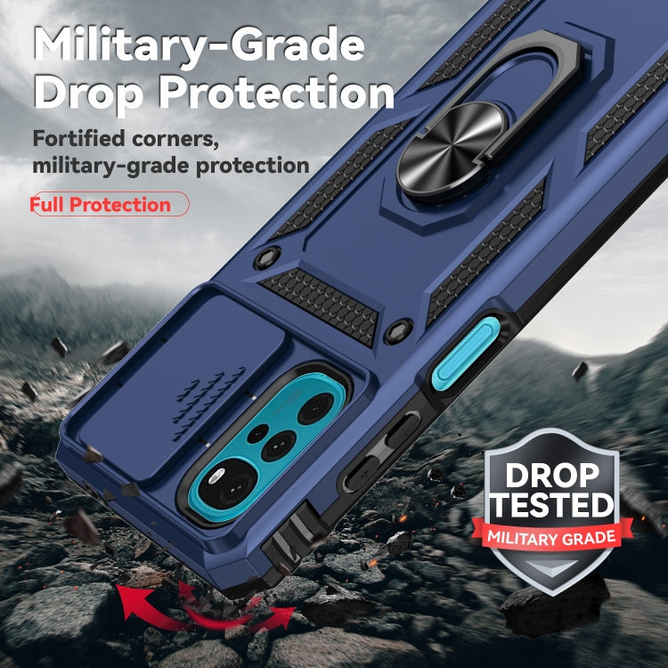 For Motorola Moto G22 5G / Moto G Play 2024 Sliding Camshield Holder Phone Case(Blue) by buy2fix