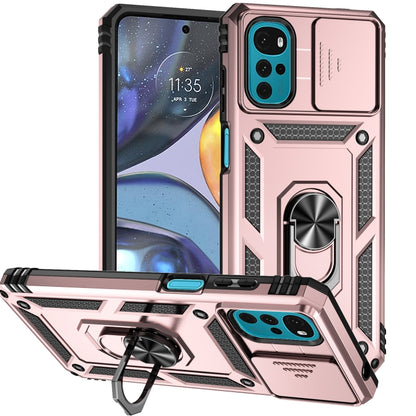 For Motorola Moto G22 5G / Moto G Play 2024 Sliding Camshield Holder Phone Case(Rose Gold) by buy2fix