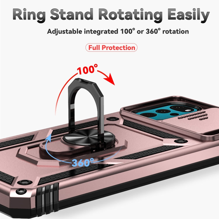 For Motorola Moto G22 5G / Moto G Play 2024 Sliding Camshield Holder Phone Case(Rose Gold) by buy2fix