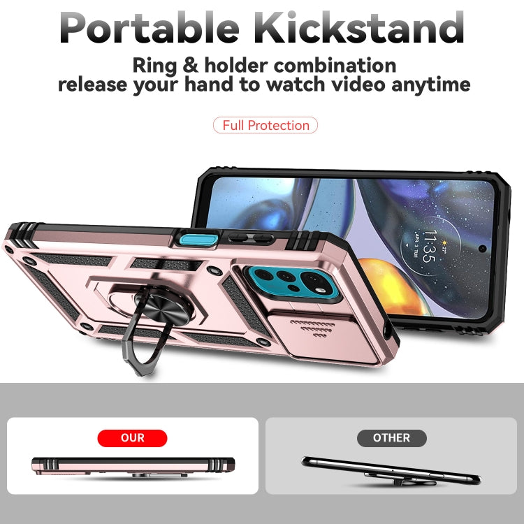 For Motorola Moto G22 5G / Moto G Play 2024 Sliding Camshield Holder Phone Case(Rose Gold) by buy2fix