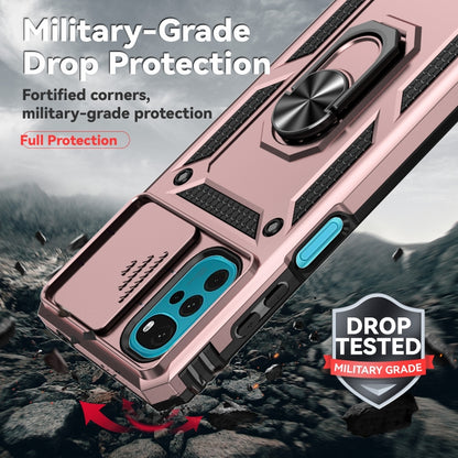 For Motorola Moto G22 5G / Moto G Play 2024 Sliding Camshield Holder Phone Case(Rose Gold) by buy2fix