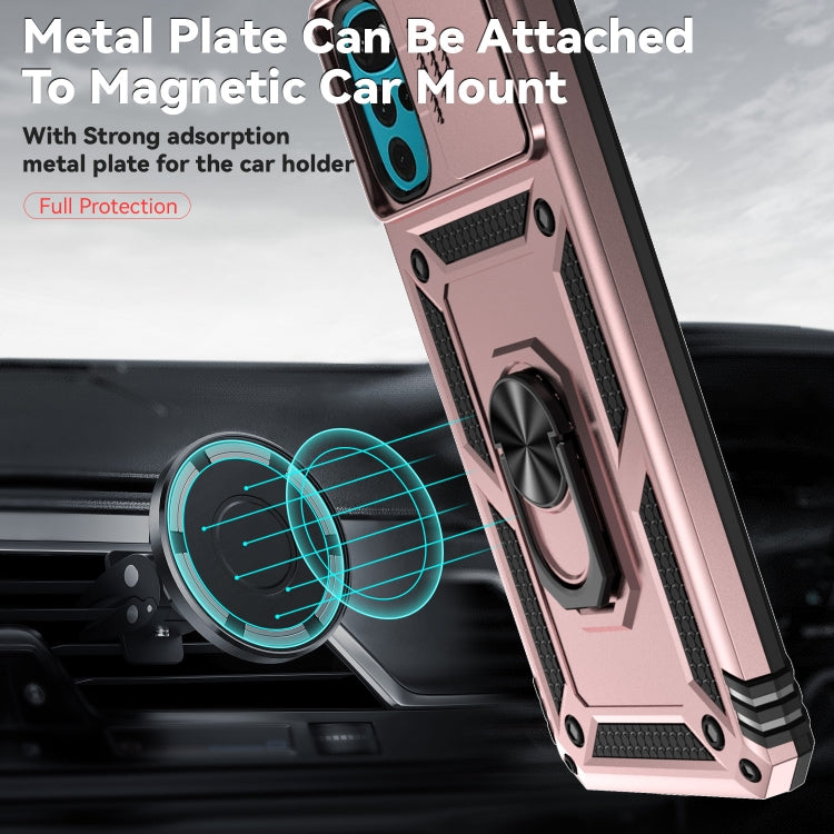 For Motorola Moto G22 5G / Moto G Play 2024 Sliding Camshield Holder Phone Case(Rose Gold) by buy2fix
