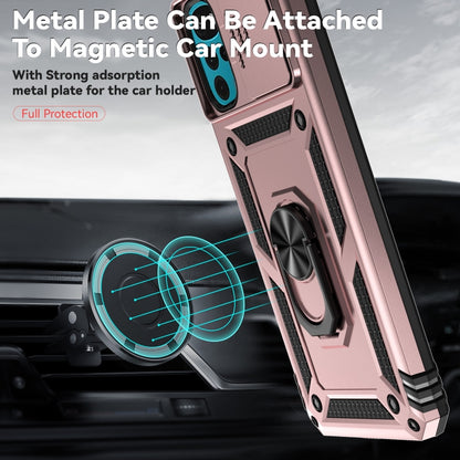 For Motorola Moto G22 5G / Moto G Play 2024 Sliding Camshield Holder Phone Case(Rose Gold) by buy2fix