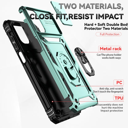 For Motorola Moto G22 5G / Moto G Play 2024 Sliding Camshield Holder Phone Case(Dark Green) by buy2fix